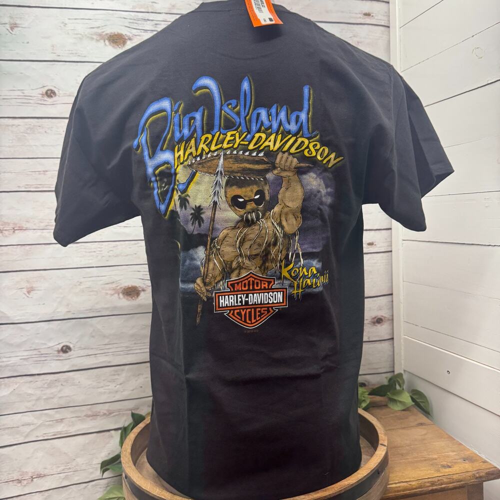 Harley Davidson Kona Hawaii Big Island Coconut Tiki Shirt Mens L VTG 2010 Shirt